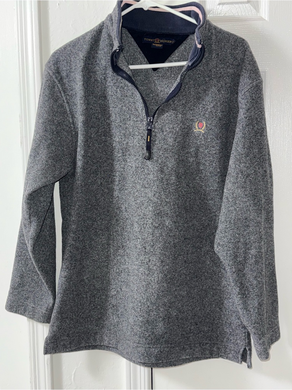 Tommy Hilfiger Men's Gray Half-Zip Sweater with Subtle Logo